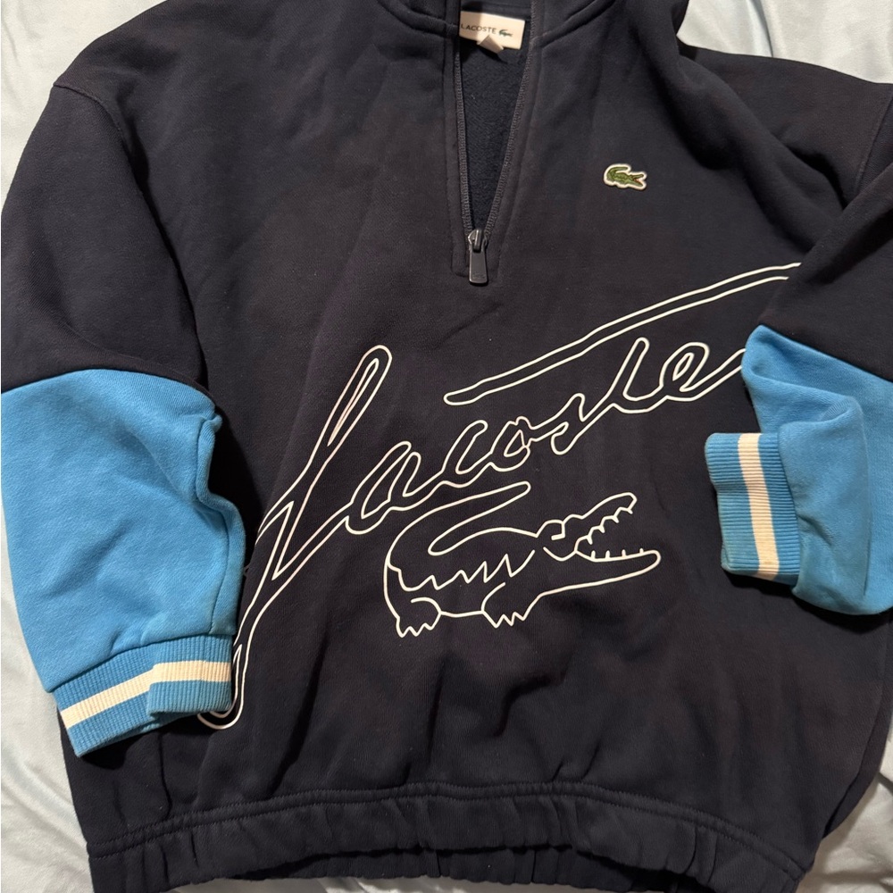 Lacoste kids Black Sweater with Blue Sleeves